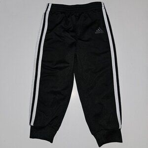 Adidas Black Track Pants Joggers Baby 24 Months Gray Logo 3 White Stripes
